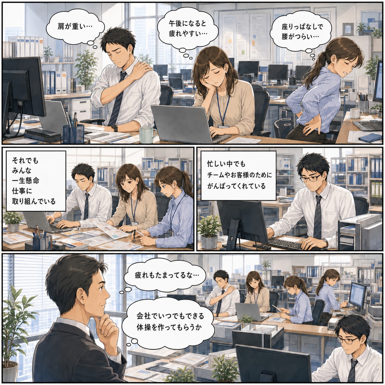 サービスを4枚マンガに 正方形4枚セットの制作見本