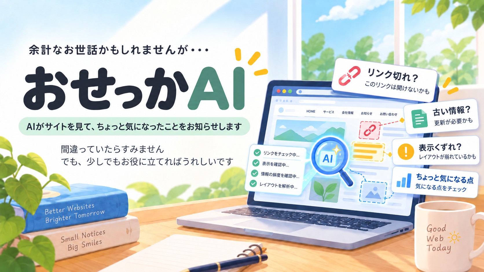 おせっかAI｜AIがサイトを見て、ちょっと気になったことをお知らせします
